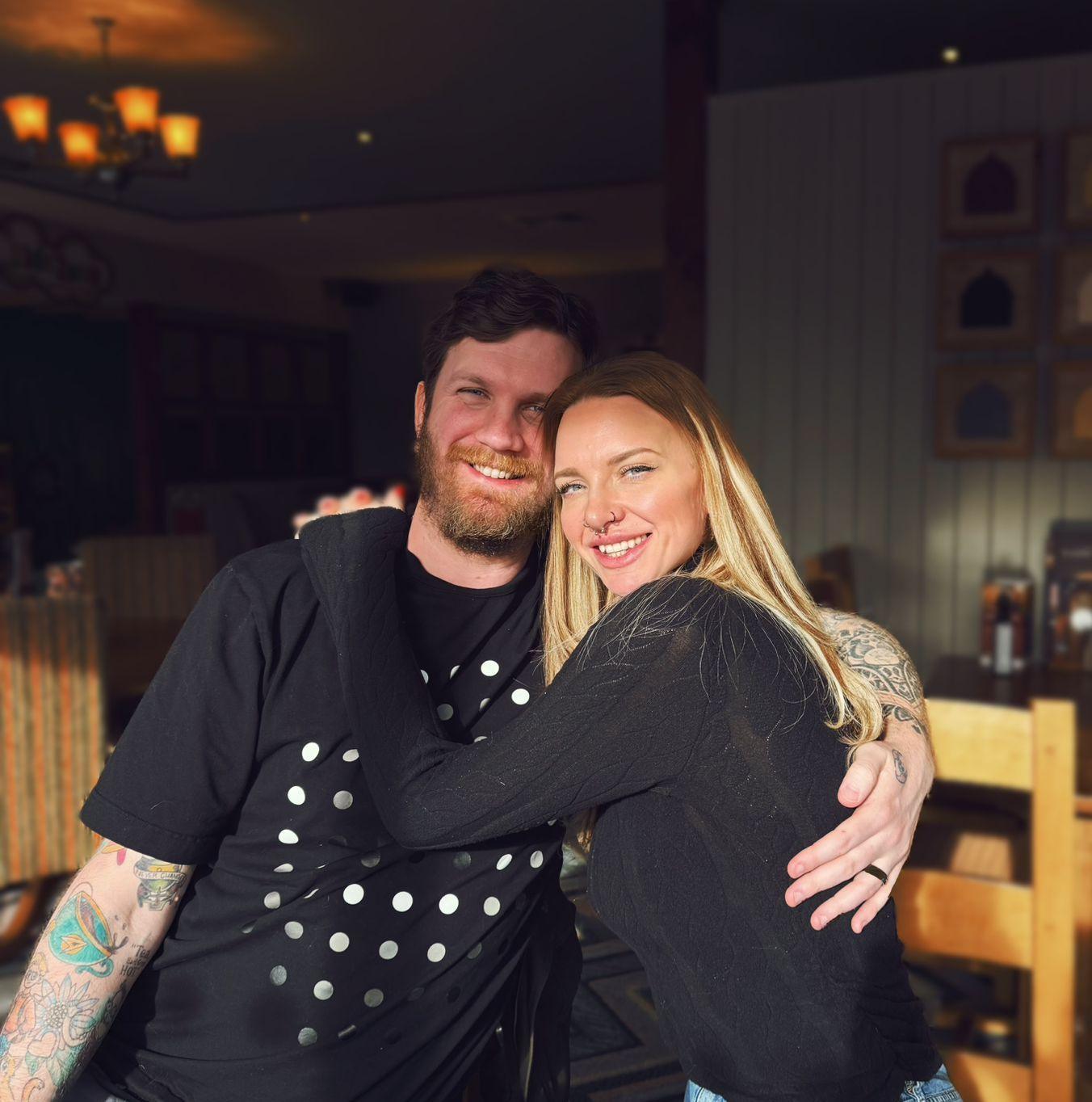 Matt and Bee at dinner